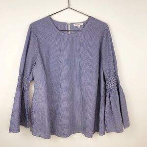 Beachlunchlounge top blue white striped blouse size 1x